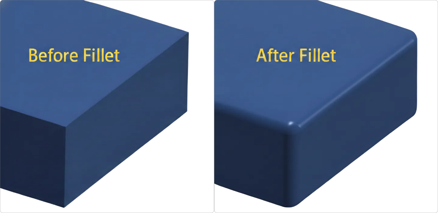 모서리 라운딩(Fillet) 적용 전/후 비교